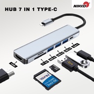 Nikko 7-port USB-C Type C single Hub set can be used for MacBook iMac Dell and other laptops.
