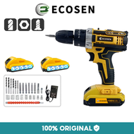 ECOSEN Mesin Bor Baterai 198V Bor Listrik Tangan Cordless Drill 2 Battery