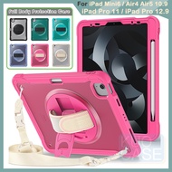 For iPad Mini6 iPad Pro 11 Pro 12.9 2018 2020 2021 2022 Full Protection Shockproof Case 360° Rotating Hand Strap Bracket Cover