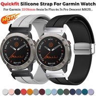 Garmin watch magnetic silicone strap compatible for Fenix 6 6x 7 7x pro 5 5x Plus 3 3HR fast fitting magnetic folding buckle 22mm 26MM Enduro strap.