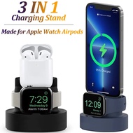 New 3 in 1 Silicone Charger Stand Dock for Apple Watch 9/8/7/6/5/4/3/2/1 Charger Stand for iPhone 14