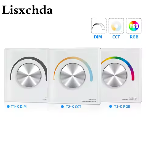 DC12V 24V T1-K/T2-K/T3-K Rotary Touch Glass Panel DIM/CCT/RGB LED Controller for single color/color 