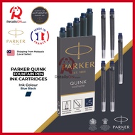 Parker Quink Fountain Pen Ink Cartridges - Blue Black / Fountain Pen Ink Refill [1 Pack of 5] - Blue Black (ORIGINAL)