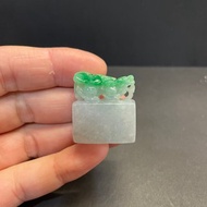 瀚玉珠寶 天然A貨翡翠 白底青貔貅印章 超值特惠價 翡翠印章