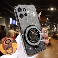 For Moto G75 Case Silicone Frozen Fashionable Soft Clear Dustproof Bracket Holder Adsorb for Motorol