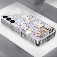 Frieren Beyond Journey's End 08 Luxury Plated Frame Glass Phone Case For Samsung Galaxy S22 S23 S24 