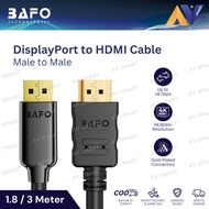 BAFO DisplayPort Cable (DP) to HDMI 4K Male to Male 1.8 3 Meter/