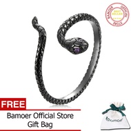 BAMOER Nhẫn Có Thể Điều Chỉnh Hình Rắn Bằng Bạc Sterling 925 Cho Nữ Nhẫn Cá Tính Dây Đeo Cá Tính Quà