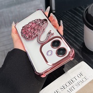 Casing for Oppo A79 5G Cover Luxury Plating Swan Diamond Stand Phone Case for Oppo A79 5G Soft TPU T