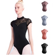 Women Ballet Leotard Gymnastics Costume Adult Lace Splice Dance Wear High Necked Ballet Bodysuits