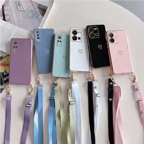 Crossbody Lanyard Case For Vivo Y7S Y36 Y66 Y67 Y70S Y70T Y71 Y71T Y72 Y73S Y75 Y76 76S Y77 Y78 Y79 