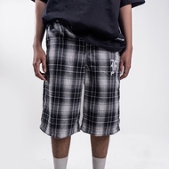 Fakelab Jorts Monochrome Tartan Wide Leg Plaid Shorts Flannel Short Pants