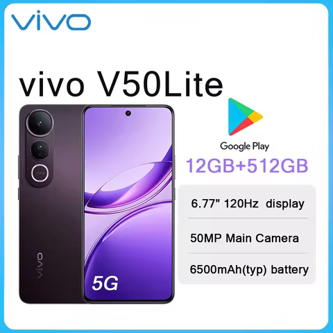 VIVO V50 Lite 5G 6.77" 120Hz Screen Large Storage Smartphone 12GB+512GB 50MP Camera 6500mAh Big Batt