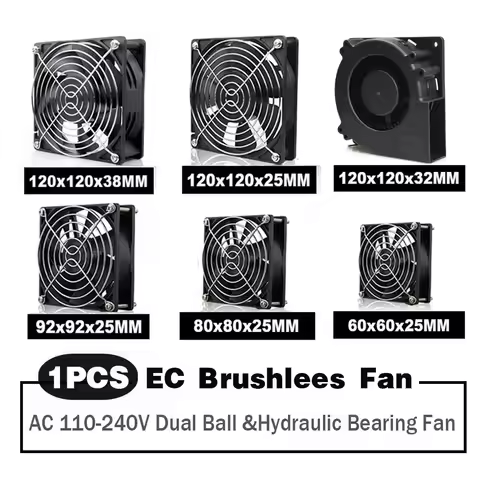 EC Axial Fan 60mm 80mm 90mm 120mm Ball Brushless Fan Cooler AC 110V 120V 220V 230V 240V Computer Cas