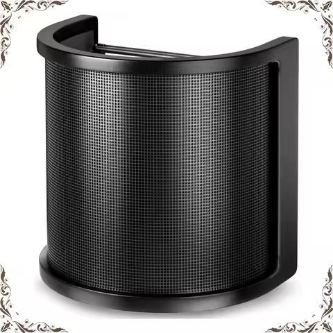 Universal Microphone Pop Filter for Condenser Microphone PC Studio Recording, Metal Windscreen for F