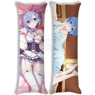 Anime Re:Zero Rem Hugging Body Pillowcase Waifu Cushion Cover Otaku Dakimakura Bedding Room Decor (47x15 in / 40x120 cm)