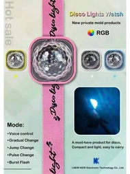 Luz de Fiesta LED RGB Portátil para Niños: Brazalete, Reloj y Lámpara de Disco con USB, Diseño de Succión, Azul