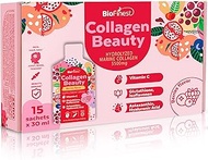 BioFinest Marine Collagen Peptides Beauty Drink, Liquid, 15 Count, Mixed Berry, Hydrolyzed Type 1 & 
