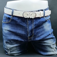 Premium Business Men's LV Belt Genuine Leather White Double-Sided Embossed Women's Universal Texture