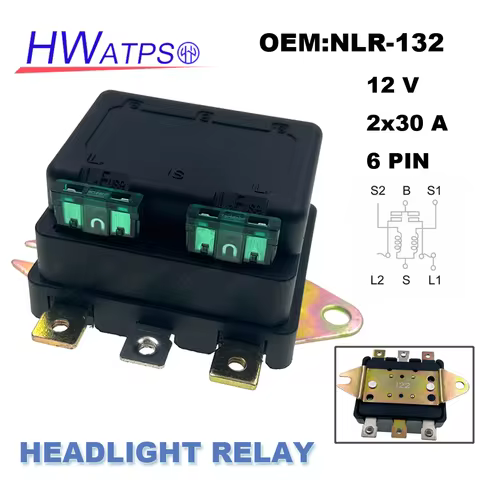 1/5/10 Pcs Twin Headlight Relay 12V 30A 6 Pin External Blade Dual Fuses High & Low Beam NLR-132 Repl