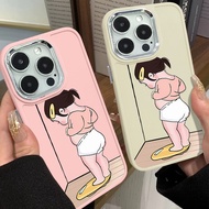 Hairpin Cute Girl Phone Case Compatible for IPhone 11 12 13 Pro 14 15 7 8 Plus SE 2020 XR X XS Max Metal Lens Protector Assembly Mirror Frame Silicone Cover Anti Drop