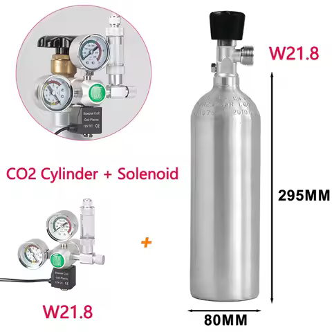 CO2 Cylinder Bottle 1L Regulator Solenoid Fish Tank Oxygen Filled Generator Aquarium DIY Bubble Coun