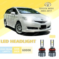 2PCS FOR TOYOTA wish 2003-2017 H11  LED Super Bright Hi/Lo Beam Headlamp Lamp LED Headlight Bulb Whi