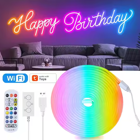 USB TUYA WiFi RGBIC NEON LED Strip 5V 1m 2m 3m 4m 5m Music Sync Addressable Game Party Light RF Remo