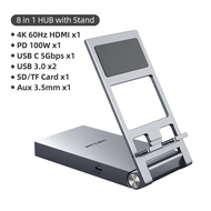 [pretty -A]668899✩✫✬ CABLETIME 8 IN 1 USB C Hub Stand Dock พับได้ HDMI 4K 60Hz PD100W USB C HUB สําห