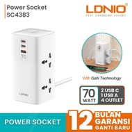 LDNIO SC4383 Power Plug With 2 Power Electrical Desktop Charger Universal Adapter 70w GaN