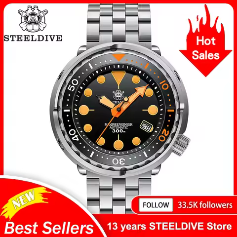 SD1975V STEELDIVE New Arrival Two-Tone Ceramic Bezel Orange Luminous 47.5MM Stainless Steel NH35 Aut