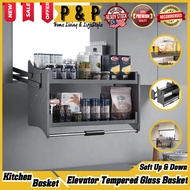 AXE™ Elevator Dish Rack Basket Tempered Glass Basket With Soft Closing Lift-Down Save Place