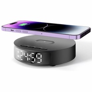 Digital Alarm Clock with Wireless Fast Charging 15W Wireless Charger Dual Alarm Clock LED Display Clock for Bedroom,Desk
