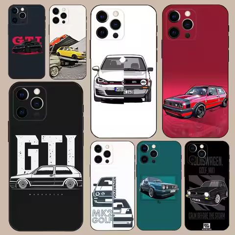 Golf MK1 GTI Car Phone Case For iPhone 16,15,14,13,12,11,Pro,X,XS,Max,XR,Plus,Mini Soft Black Cover