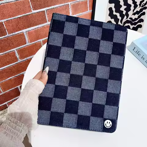 Grid Pattern Flip Case for iPad Air 11 Air3 10.5 iPad 5th 6th 7th 8th 9th Gen iPad 10.9 2022 11th Pr