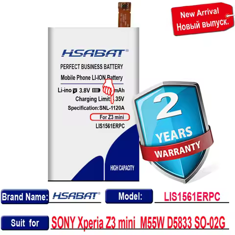 HSABAT New 4300mAh LIS1561ERPC Battery for SONY Xperia Z3 mini Battery Compact M55W D5833 D5803 SO-0