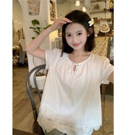 Women's short-sleeved lace shirt, gentle babydoll shape, standard product QCCC-HH205