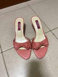 (二手)粉色蝴蝶結高跟涼鞋