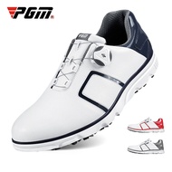 PGM Mens Golf Shoes with Spikes Waterproof Anti-slip Buckle Strap Sports Sneakers White Casual Wear Microfiber Leather