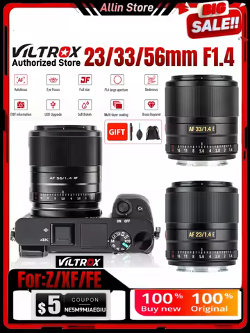 Viltrox AF 23mm 33mm 56mm F1.4 Auto Focus APS-C Prime Lens Large Aperture for Sony E A6400 A6600 ZV-