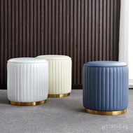 Wholesale Living Room Soft Pouf Leather Stool for Home Use Light Luxury444Z High Round Stool Shoe Ch