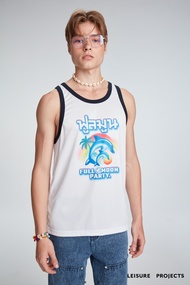 (LEISURE PROJECTS) FULLMOON PARTY TANK TOP เสื้อกล้ามทรง oversize ผ้าพิมพ์ลาย fullmoon ผ้าpolyester