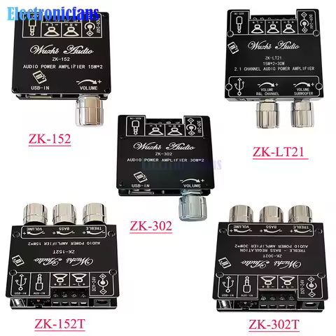 ZK-302 ZK-302T ZK-LT21 ZK-152 ZK-152T Bluetooth Audio Digital Power Amplifier Board Module 30W+30W 1