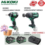 HIKOKI COMBO 36V 18V CORDLESS WH18DC IMPACT DRIVER WR36DA IMPACT DRIVER BSL36A18X UC18YSL3