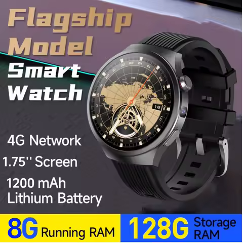 4G 5G Smartwatch for Men 1.75 Inch AMOLED Large Screen 500W HD Camera GPS WiFi Video Call Android 10
