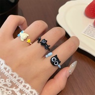 Women Delicate Acrylic Dog Black Cat Rings