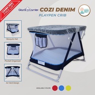 Baby Fourths Giant Carrier Playpen Cozi Denim Crib for Baby with Rocking Features