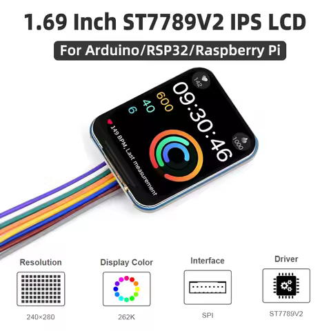 1.69 Inch LCD IPS Screen ST7789V2 SPI Interface 262K Colors 240×280 Display Module for Arduino ESP32