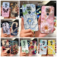 For Motorola Moto G9 Play Case Colorful Flowers Painted Cover Soft TPU Phone Cases For Motorola Moto