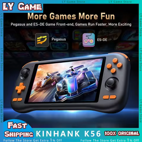 KINHANK K56 Game Console 5.5'' Touch Screen 50 Emulators Handheld For PS1/PSP/DC/SS Android 14 5000m